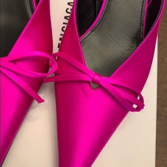 BALENCIAGA Fushia Knife Satin 40mm Slingback - Picture 2 of 4